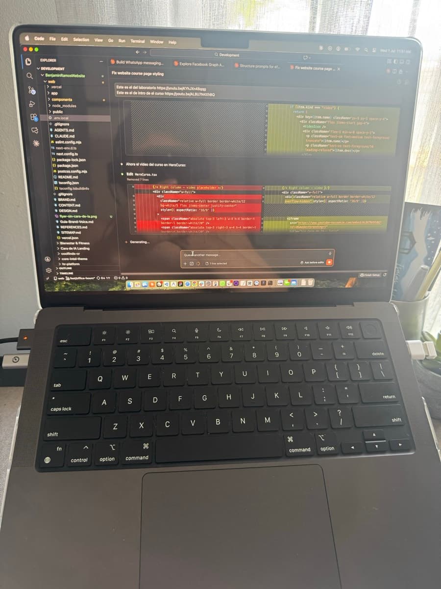 El sistema corriendo en la laptop